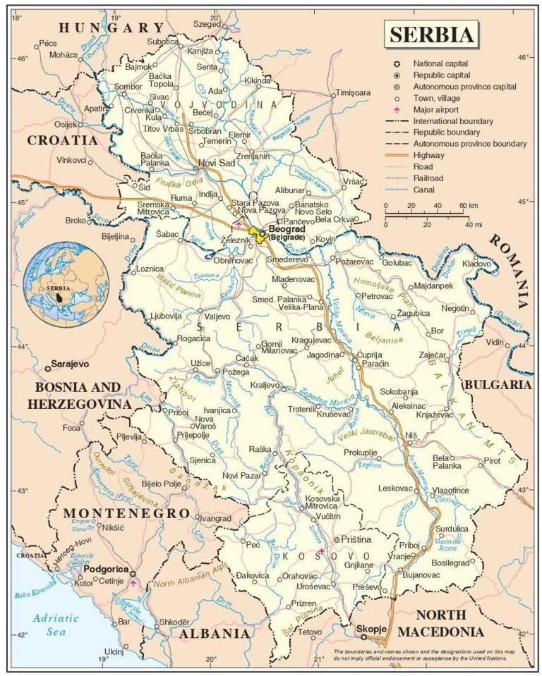 Map of Serbia trip